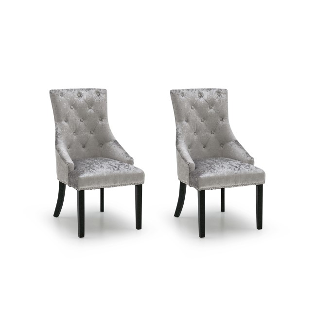 Eden Knockerback Pair of Silver Velvet Chairs