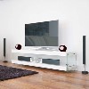 Evoque White High Gloss TV Stand With Glass Sides- Floating Effect