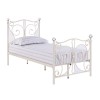 White Metal Single Bed Frame with Crystal Finials - Florence - LPD