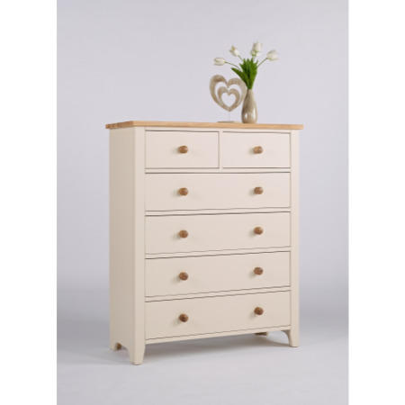 Dove 2 Over 4 Drawer Chest In Ivory and Ash