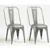 Evoke Industrial Metal Pair of Chairs in Grey