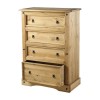 Tall Pine Chest of 4 Drawers - Corona - Seconique