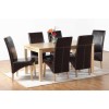 Seconique Belgravia Dining Set - Rectangular Oak Table &amp; 6 x Expresso Faux Leather Chairs