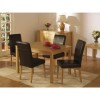 Seconique Oakmere Dining Set- Solid Wood Dining Table &amp; 4 Brown Vinyl Dining Chairs