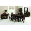 Bentley Designs Lyon Walnut Dining Set with 6 Faux-Leather Dining Chairs in Brown