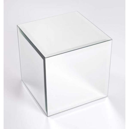 Morris Mirrors Coco Glass Cube Side Table in Silver