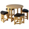 Seconique Susie Round Stowaway Dining Set - Space Saver Round Ash Table &amp; 4 Stools