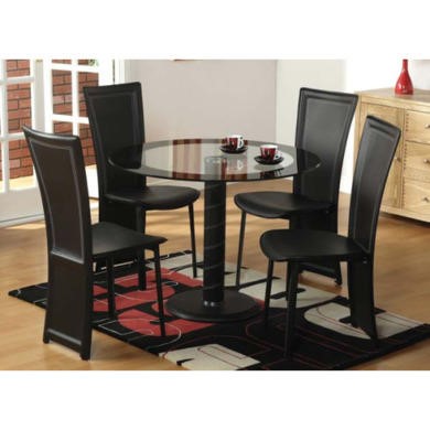 Seconique Cameo Round Glass Dining Set + 4 Black Dining Chairs Seconique Cameo Round Glass Dining Set + 4 Black Dining Chairs