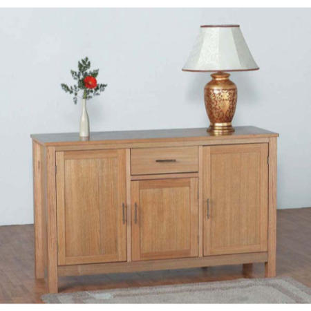 Seconique Oakleigh Oak Sideboard with 3 Doors & 1 Drawer with Sleek Chrome Handles