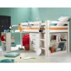 Thuka Minnie Solid Pine White Midsleeper Bed with Pull Out Desk Chest and Bookcase - without mattress