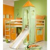 Thuka Minnie Solid Pine Natural Midsleeper Bed with Orange Tent Green Tower and Slide - without mattress