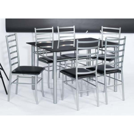 LPD Lincoln Rectangular Dining Set with Black Glass Top