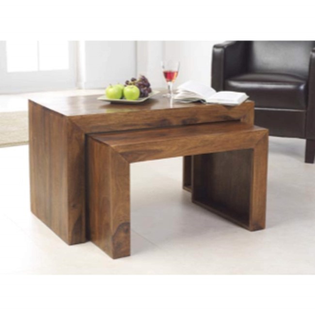 GRADE A2 - Laguna Brown Wooden Nest of 2 Coffee Tables