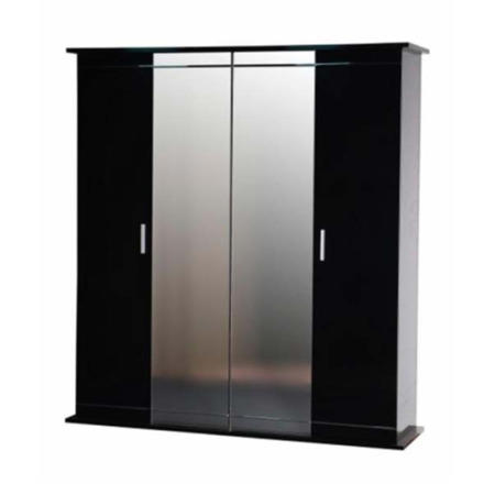 Sciae Moon High Gloss Black 4 Door Mirrored Wardrobe - without lighting attachment