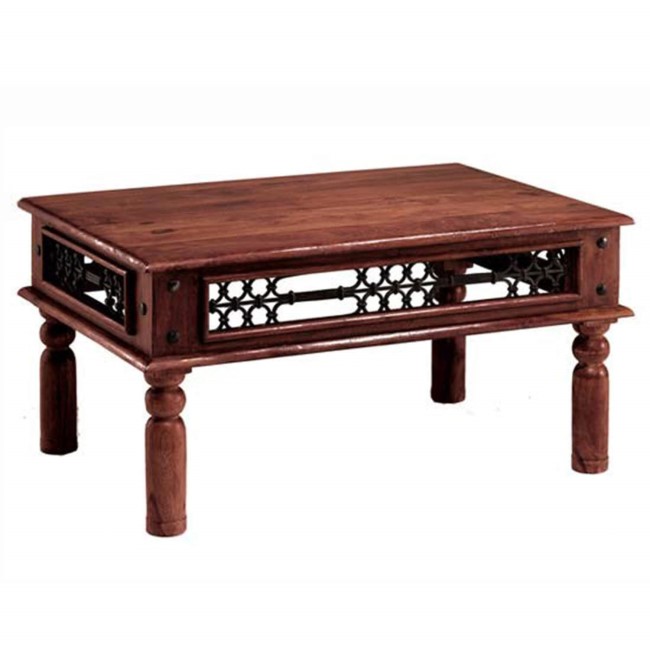 Heritage Furniture UK Delhi Indian Metalwork Sides Rectangular Coffee Table - 60 x 60cm