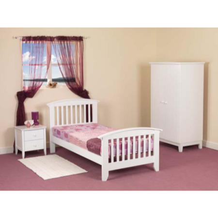Sweet Dreams Robin Kids Bedroom Furniture Set with Single Bed Frame in White - without mattress
