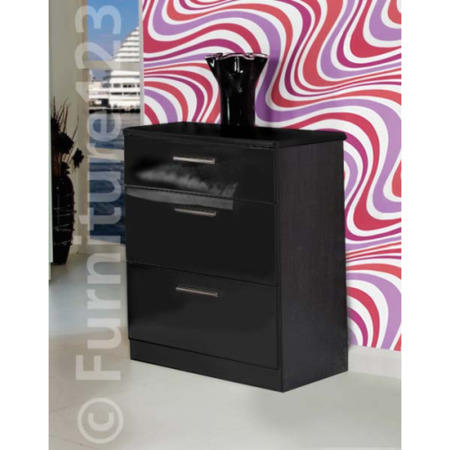 Welcome Furniture Hatherley High Gloss 3 Drawer Chest in Black