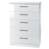GRADE A2 - Welcome Furniture Hatherley High Gloss 5 Drawer Chest in White