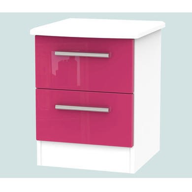 Hatherley High Gloss 2 Drawer Bedside Chest in White and Pink Hatherley High Gloss 2 Drawer Bedside Chest in White and Pink