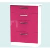 Hatherley High Gloss Large 4 Drawer Chest in White and Pink