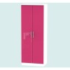 Hatherley High Gloss 2 Door Wardrobe in White and Pink