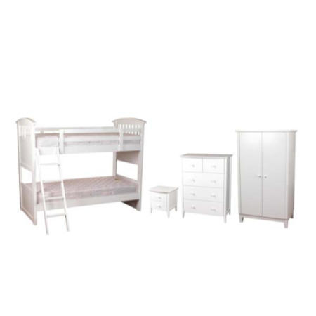 Sweet Dreams Robin Kids Bedroom Furniture Set with Bunk Bed in White
