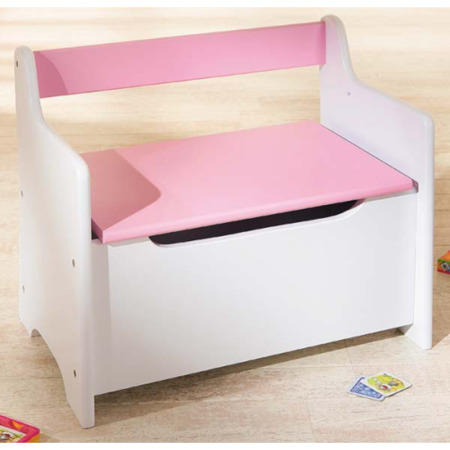 Interlink Isabella Pink and White Childrens Storage Bench
