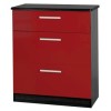 Welcome Furniture Hatherley High Gloss 3 Drawer Chest in Black and Red
