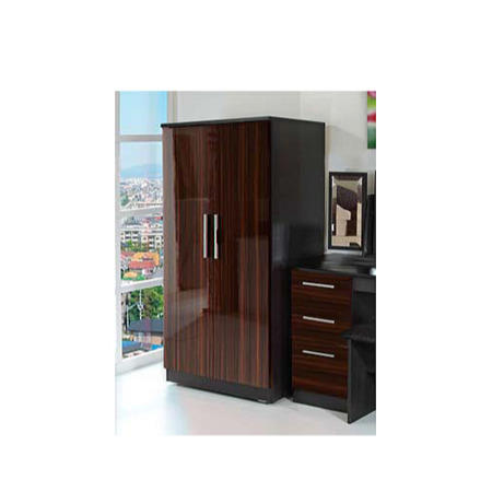 Welcome Furniture Hatherley High Gloss 2 Door Low Wardrobe in Black and Ebony