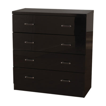 Seconique Charisma High Gloss 4 Drawer Chest in Black