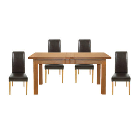 Morris Furniture Artisan Solid Oak Rectangular Extending Dining Set with Padded Back Chairs - with 4 chairs