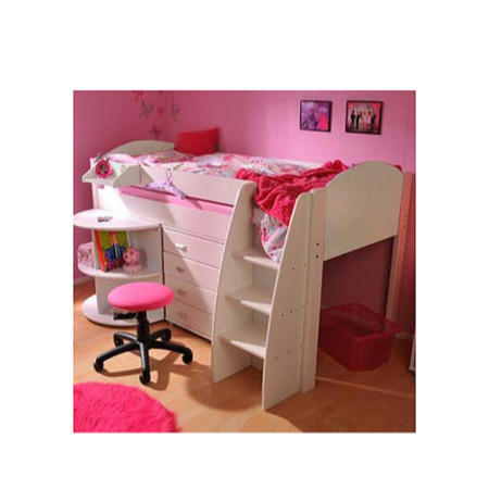Stompa Rondo Kids White Midsleeper Bed with Desk and Chest