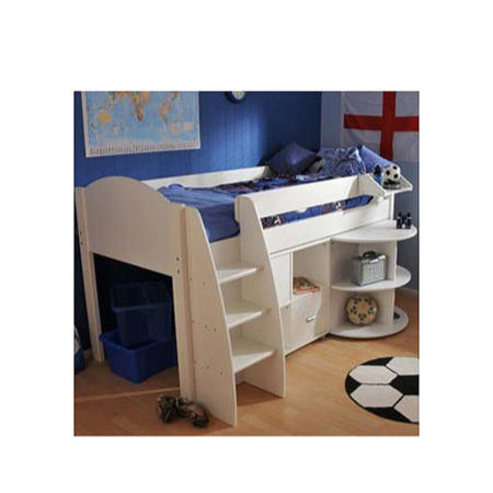 Stompa Rondo Kids White Midsleeper Bed with Desk and Storage