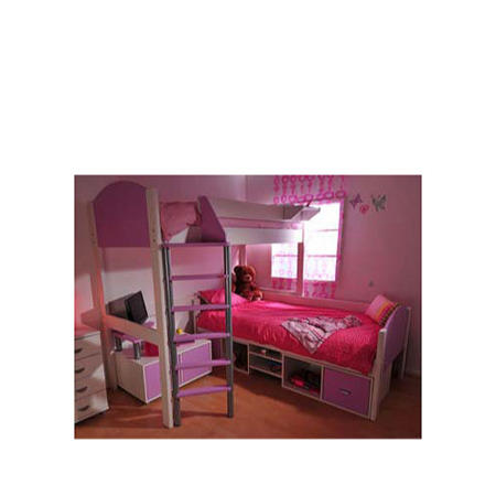 Stompa Casa Kids White Storage Bunk Bed in Lilac