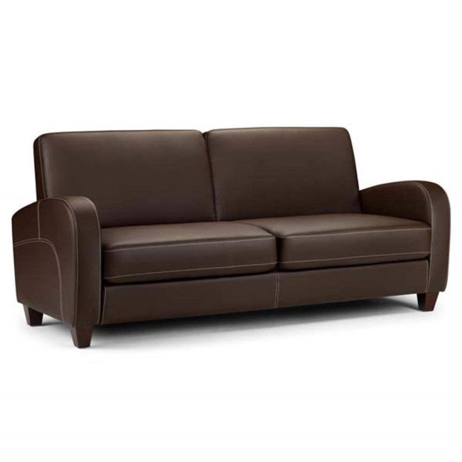 Brown Faux Leather 3 Seater Sofa - Julian Bowen