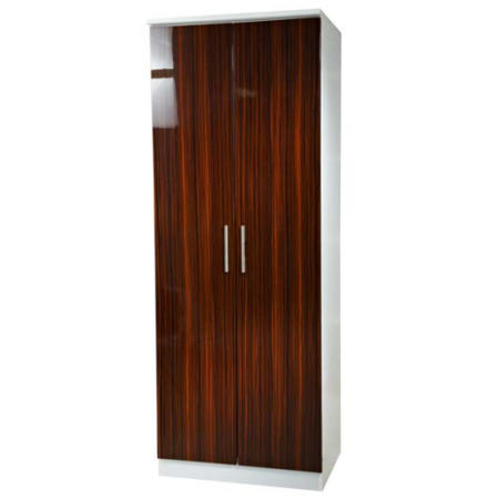 Welcome Furniture Hatherley High Gloss 2 Door Wardrobe in White and Ebony