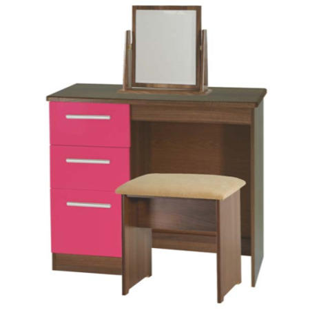 Welcome Furniture Hatherley High Gloss Small Dressing Table in Walnut and Pink