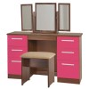 Welcome Furniture Hatherley High Gloss Large Dressing Table in Walnut and Pink