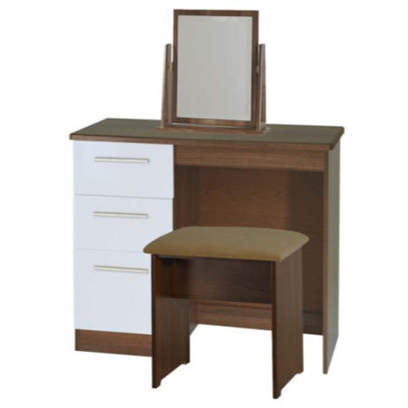 Welcome Furniture Hatherley High Gloss Small Dressing Table in Walnut and White