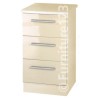 Welcome Furniture Hatherley High Gloss 3 Drawer Bedside Chest in Cream