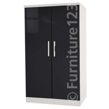 Welcome Furniture Hatherley High Gloss 2 Door Low Wardrobe in White and Black