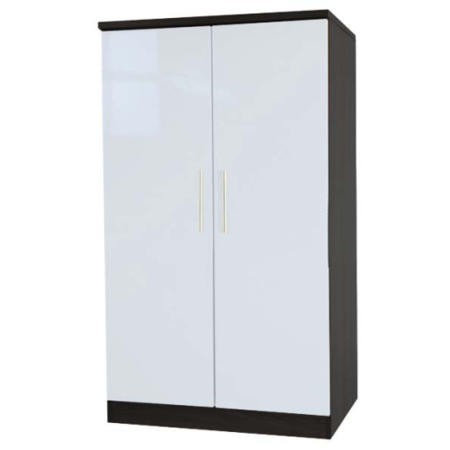 Welcome Furniture Hatherley High Gloss 2 Door Low Wardrobe in Black and White