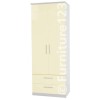 Welcome Furniture Hatherley High Gloss 2 Drawer 2 Door Wardrobe in White and Cream