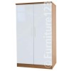 Welcome Furniture Hatherley High Gloss 2 Door Low Wardrobe in Oak and White
