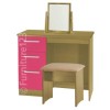 Welcome Furniture Hatherley High Gloss Small Dressing Table in Oak and Pink