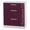 Welcome Furniture Hatherley High Gloss 3 Drawer Chest in White and Purple