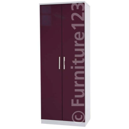 Welcome Furniture Hatherley High Gloss 2 Door Wardrobe in White and Purple