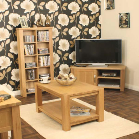 Baumhaus Aston Solid Oak 3 Piece Living Room Furniture Set