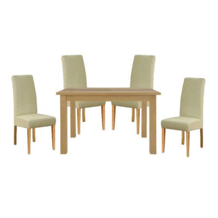 Zone Jenson Oak Rectangular 4 Seater Dining Set with Cream Upholstered Chairs