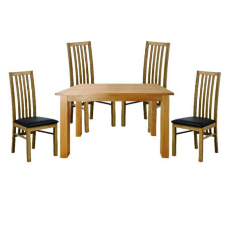 Zone Mallory Oak Rectangular 4 Seater Dining Set with Slat Back Chairs